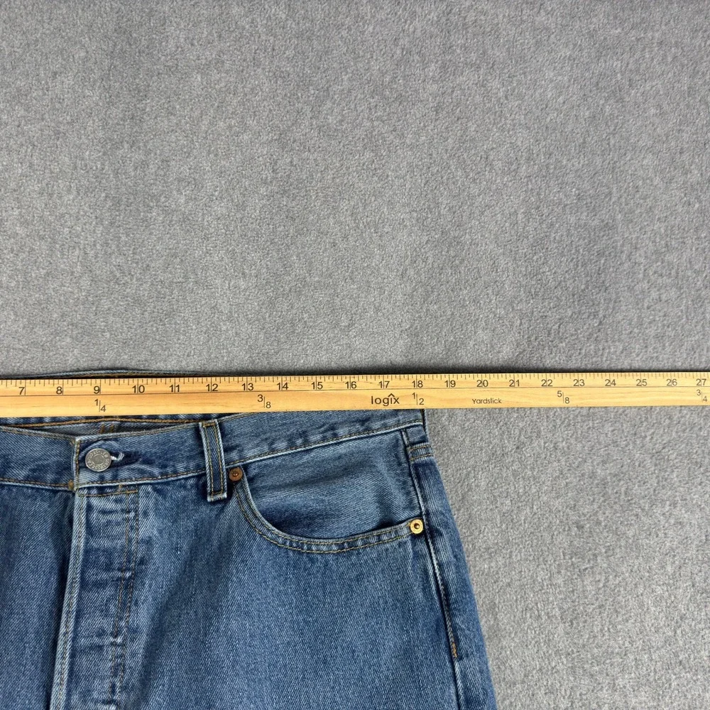 Levis 501 Mens Jeans Tag 34x34 Fits 36x34 Blue Denim Button Fly Straight Cotton